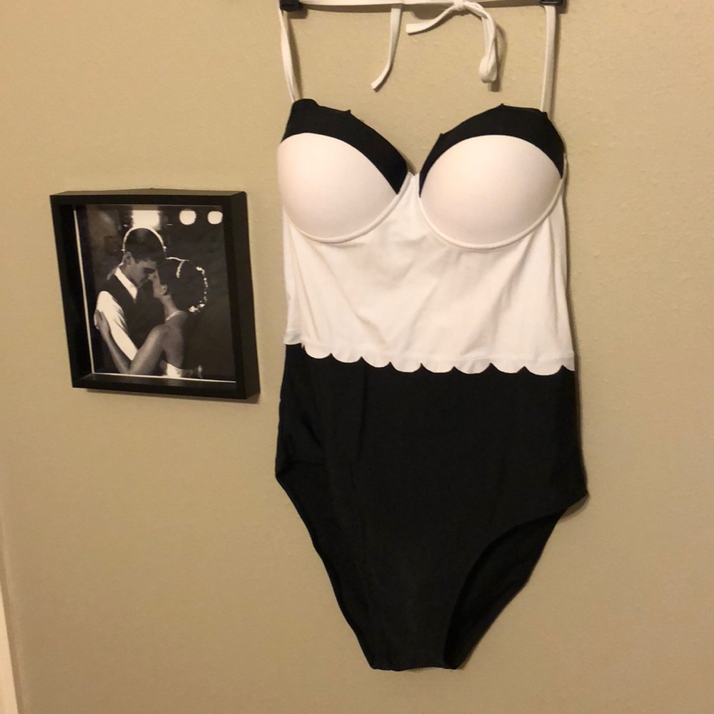 Black and white one piece bathing suit